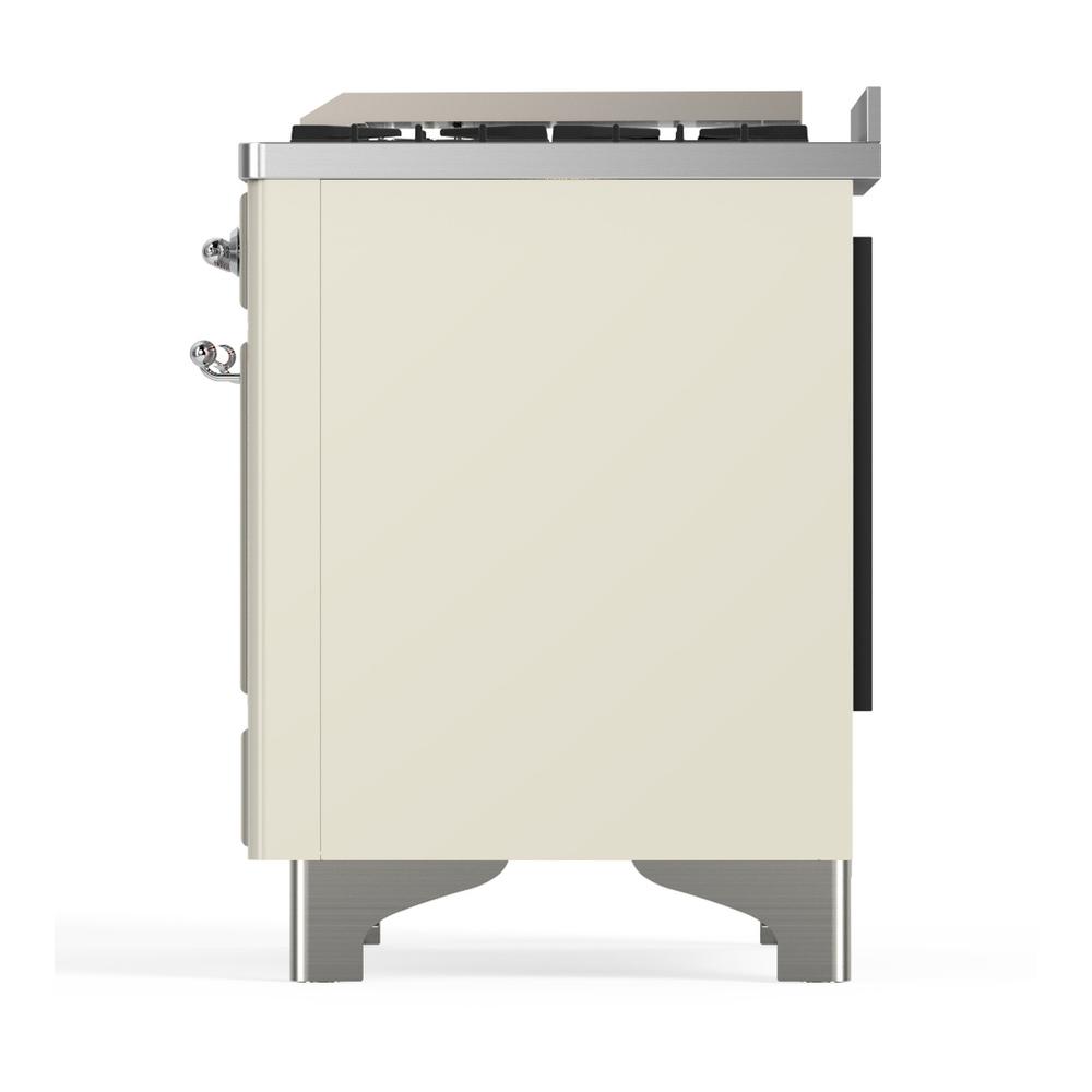 Ilve UM48FQNR3AWC Ilve Um48Fqnr3Awc Majestic Iii 48 Inch Dual Fuel Range With 8 Burners And Griddle, Dual Function Burner Up To 25,000 Btu (Natural Gas, Solid Door, Antique White, Chrome)