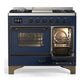 Ilve UMD40FNR3MBB Ilve Umd40Fnr3Mbb Majestic Iii 40 Inch Dual Fuel Range With 6 Burners And Griddle, Dual Function Burner Up To 25,000 Btu (Natural Gas, Triple Glass Door, Midnight Blue, Burnished)