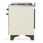 Ilve UMD40FNR3AWBLP Ilve Umd40Fnr3Awblp Majestic Iii 40 Inch Dual Fuel Range With 6 Burners And Griddle, Dual Function Burner Up To 25,000 Btu (Liquid Propane, Triple Glass Door, Antique White, Burnished)