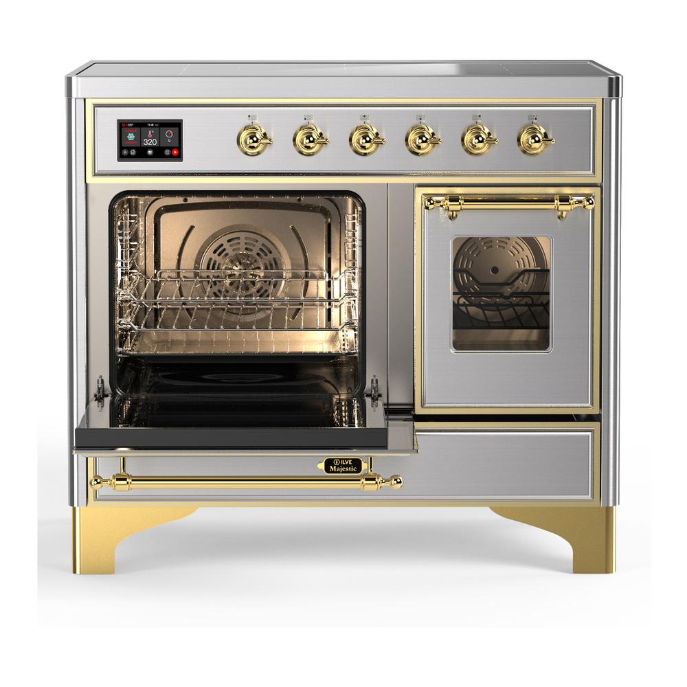 Ilve UMDIB40NR3SSG Ilve Umdib40Nr3Ssg Majestic Iii 40 Inch Induction Range With 6 Elements, 3.82 Cu. Ft. Total Oven Capacity (Triple Glass Door, Stainless Steel, Brass)