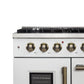Forno FFSGS644448WHT Forno Galiano 48-Inch Freestanding French Door Gas Range, White & Antique Brass