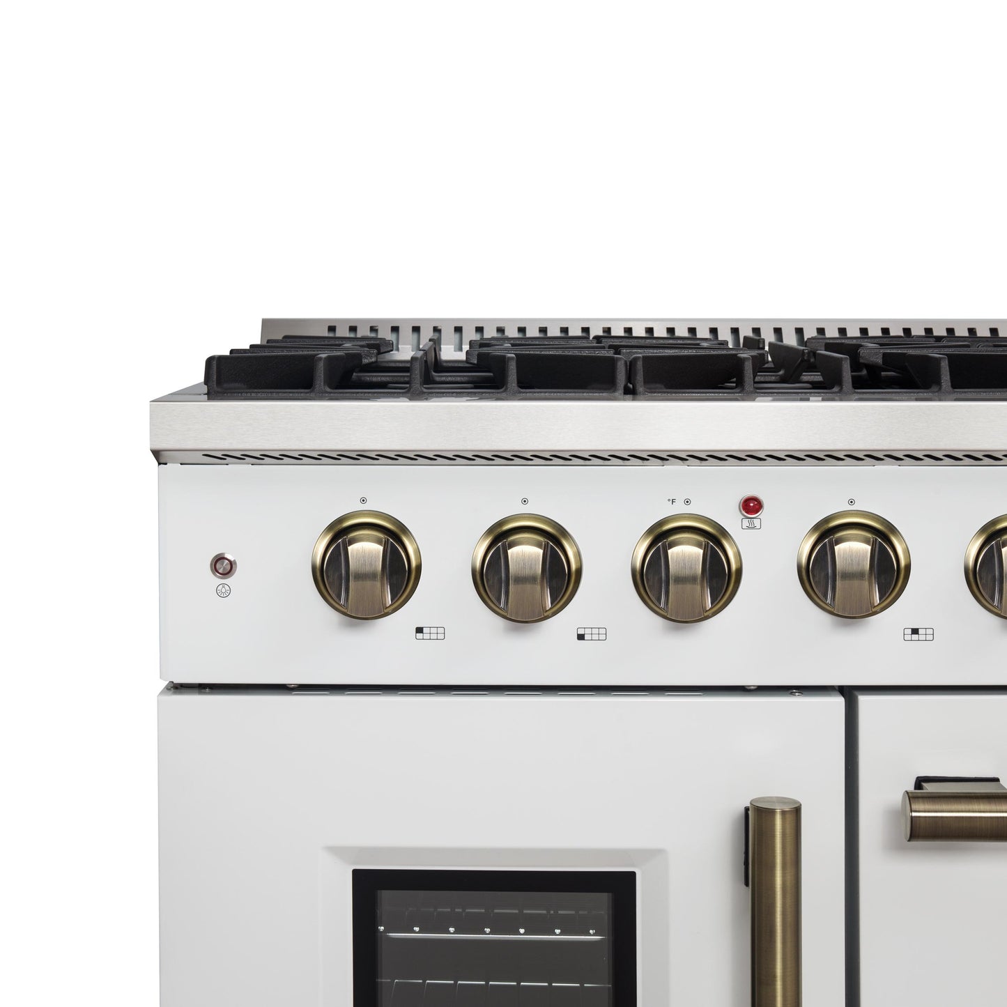 Forno FFSGS644448WHT Forno Galiano 48-Inch Freestanding French Door Gas Range, White & Antique Brass