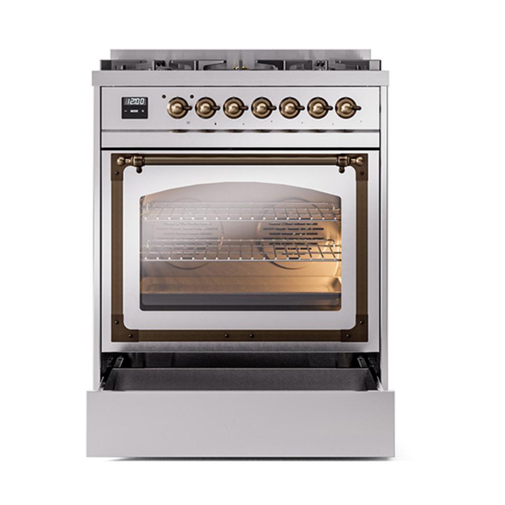 Ilve UN30NMPSSBLP Ilve Un30Nmpssblp Nostalgie Ii Noblesse 30" Dual Fuel Range (Liquid Propane, Triple Glass Door, Stainless Steel, Burnished)