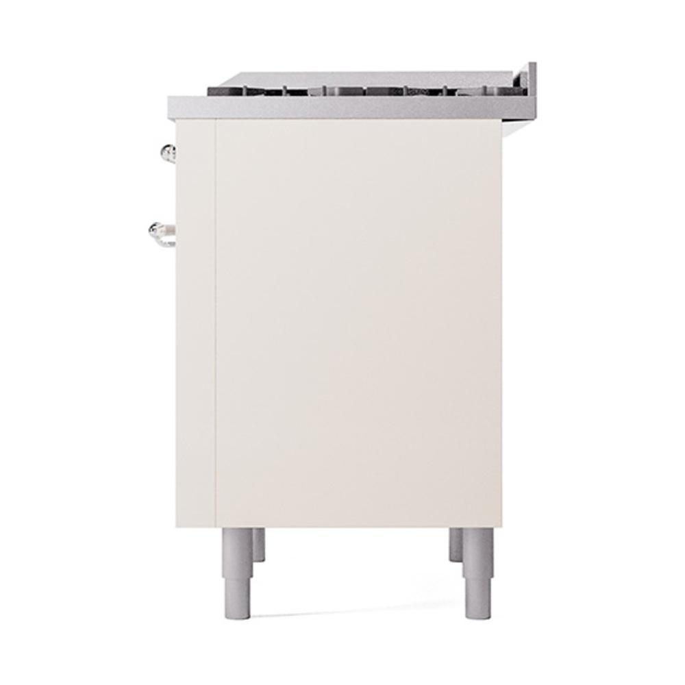 Ilve UN36FQNMPAWG Ilve Un36Fqnmpawg Nostalgie Ii Noblesse 36" Dual Fuel Range (Natural Gas, Solid Door, Antique White, Brass)