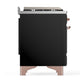 Ilve UM48FNR3BKP Ilve Um48Fnr3Bkp Majestic Iii 48 Inch Dual Fuel Range With 8 Burners And Griddle, Dual Function Burner Up To 25,000 Btu (Natural Gas, Triple Glass Door, Glossy Black, Copper)