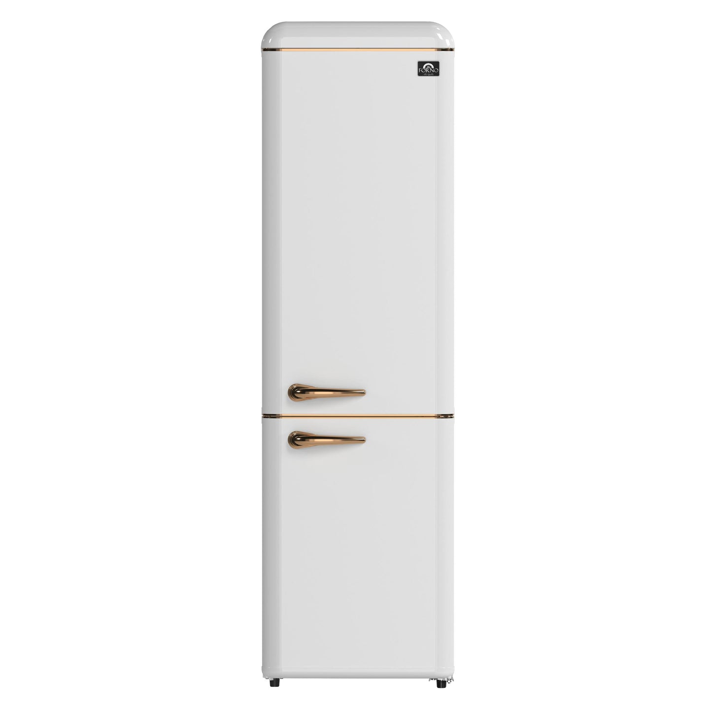 Forno FFFFD174522WHT Forno Storico 22-Inch Retro Bottom Freezer Fridge In White, 9 Cu.Ft, Copper-Tone Handle