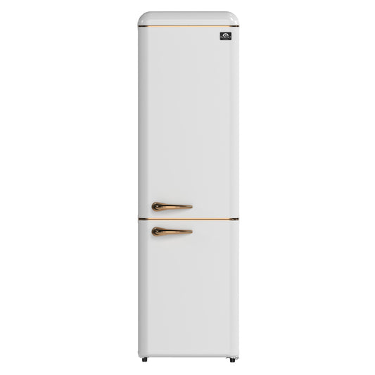 Forno FFFFD174522WHT Forno Storico 22-Inch Retro Bottom Freezer Fridge In White, 9 Cu.Ft, Copper-Tone Handle