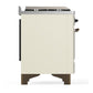Ilve UM60FQNR3AWBLP Ilve Um60Fqnr3Awblp Majestic Iii 60 Inch Dual Fuel Range With 9 Burners And Griddle, Dual Function Burner Up To 25,000 Btu (Liquid Propane, Solid Door, Antique White, Burnished)