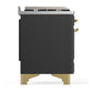 Ilve UM60FNR3MGG Ilve Um60Fnr3Mgg Majestic Iii 60 Inch Dual Fuel Range With 9 Burners And Griddle, Dual Function Burner Up To 25,000 Btu (Natural Gas, Triple Glass Door, Graphite Matte, Brass)