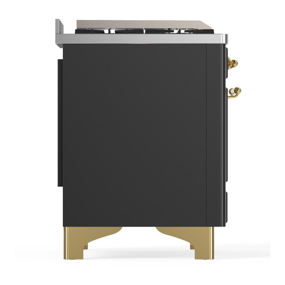 Ilve UM60FNR3MGG Ilve Um60Fnr3Mgg Majestic Iii 60 Inch Dual Fuel Range With 9 Burners And Griddle, Dual Function Burner Up To 25,000 Btu (Natural Gas, Triple Glass Door, Graphite Matte, Brass)