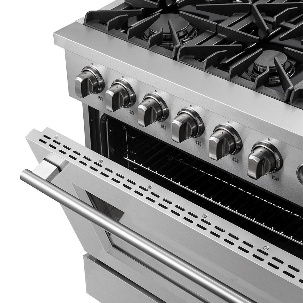 Forno FFSGS627736 Marco 36-Inch Gas Range Stainless Steel, 6 Burners 67,000 Btu, 5.36 Cu.Ft. Convection Oven