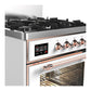 Ilve UM30NR3WHPLP Ilve Um30Nr3Whplp Majestic Iii 30 Inch Dual Fuel Range With 5 Black Brass Burners, Dual Function Burner Up To 25,000 Btu (Liquid Propane, Triple Glass Door, White, Copper)