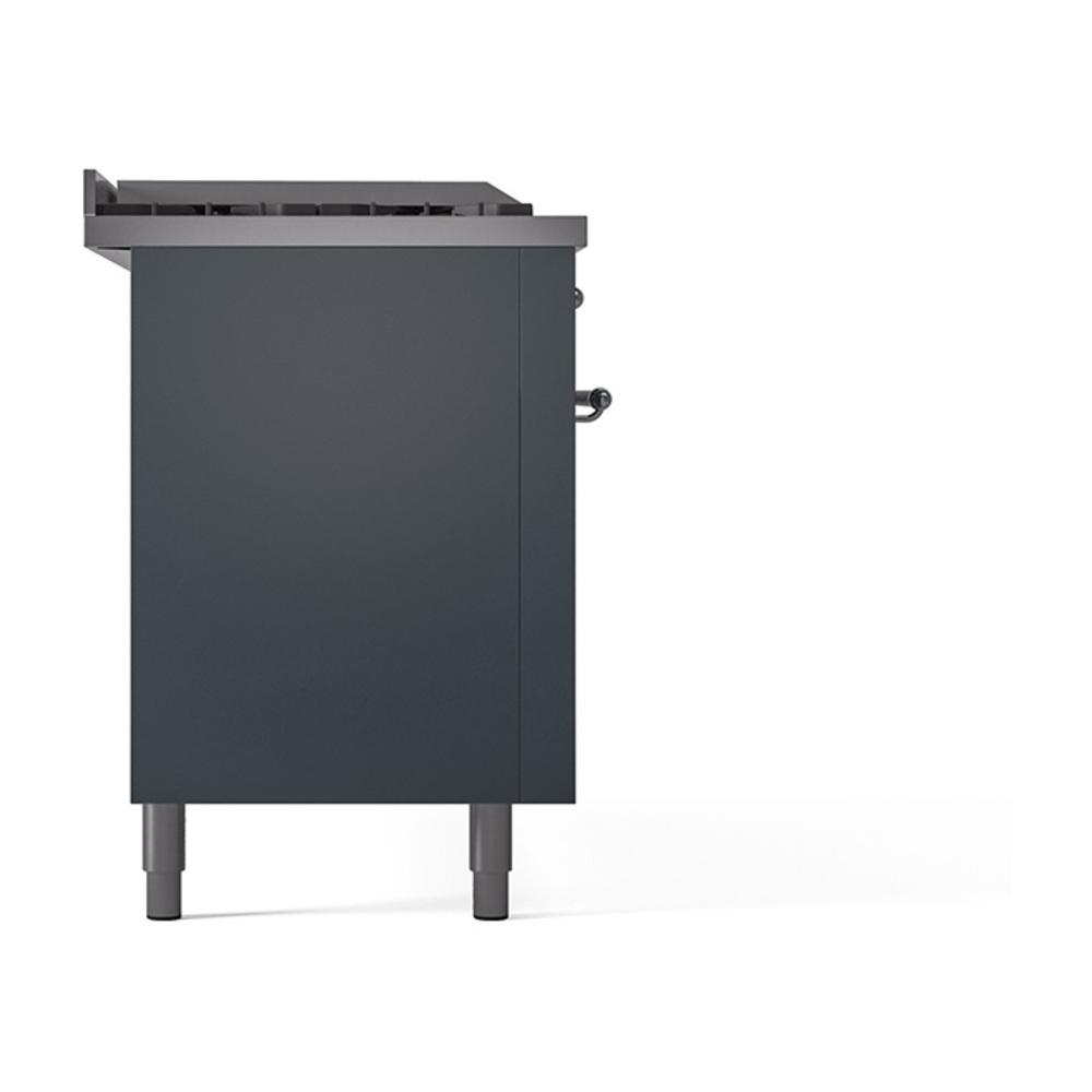 Ilve UN60FSQNMPBGC Ilve Un60Fsqnmpbgc Nostalgie Ii Noblesse 60" Dual Fuel Range (7 Sealed Burners + Griddle + French Top, Natural Gas, Solid Door, Blue Grey, Chrome)