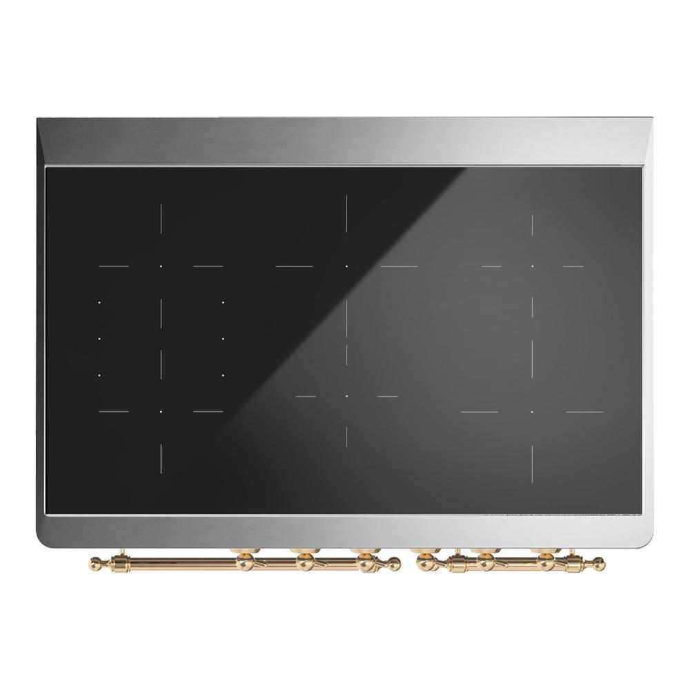 Ilve UMDIB40NR3AWG Ilve Umdib40Nr3Awg Majestic Iii 40 Inch Induction Range With 6 Elements, 3.82 Cu. Ft. Total Oven Capacity (Triple Glass Door, Antique White, Brass)