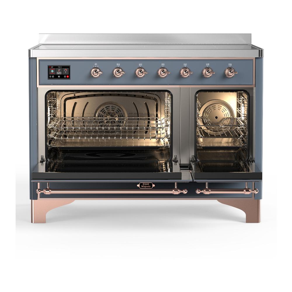 Ilve UMIB48QNR3BGP Ilve Umib48Qnr3Bgp Majestic Iii 48 Inch Induction Range With 6 Elements, 5.02 Cu. Ft. Total Oven Capacity (Solid Door, Blue Grey, Copper)