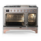 Ilve UM48FNR3SSP Ilve Um48Fnr3Ssp Majestic Iii 48 Inch Dual Fuel Range With 8 Burners And Griddle, Dual Function Burner Up To 25,000 Btu (Natural Gas, Triple Glass Door, Stainless Steel, Copper)