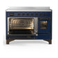 Ilve UMIB48NR3MBB Ilve Umib48Nr3Mbb Majestic Iii 48 Inch Induction Range With 6 Elements, 5.02 Cu. Ft. Total Oven Capacity (Triple Glass Door, Midnight Blue, Burnished)