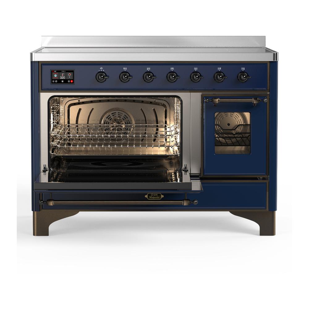 Ilve UMIB48NR3MBB Ilve Umib48Nr3Mbb Majestic Iii 48 Inch Induction Range With 6 Elements, 5.02 Cu. Ft. Total Oven Capacity (Triple Glass Door, Midnight Blue, Burnished)