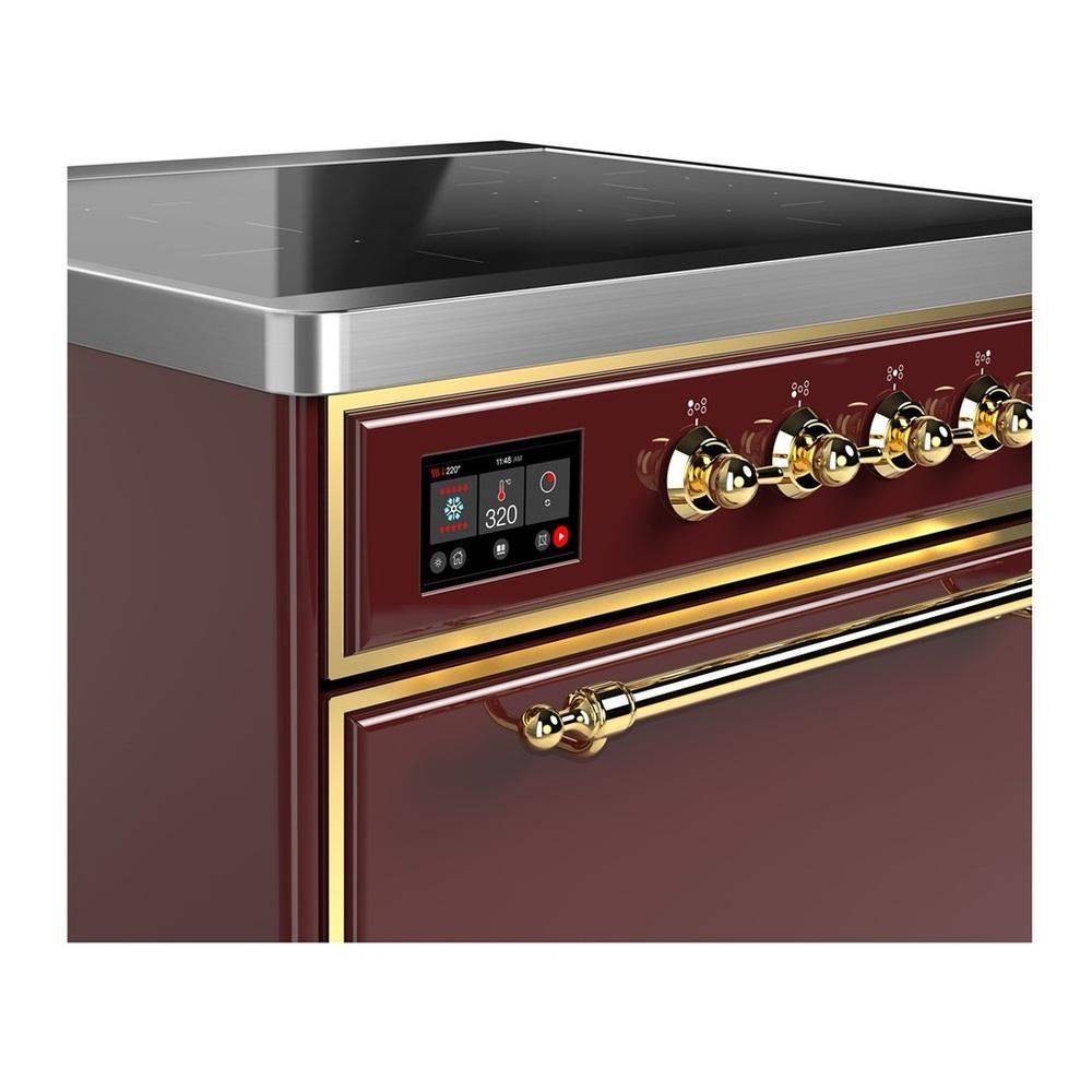Ilve UMIB30QNR3BUG Ilve Umib30Qnr3Bug Majestic Iii 30 Inch Induction Range With 4 Elements, 4 Cu. Ft. Oven Capacity (Solid Door, Burgundy, Brass)