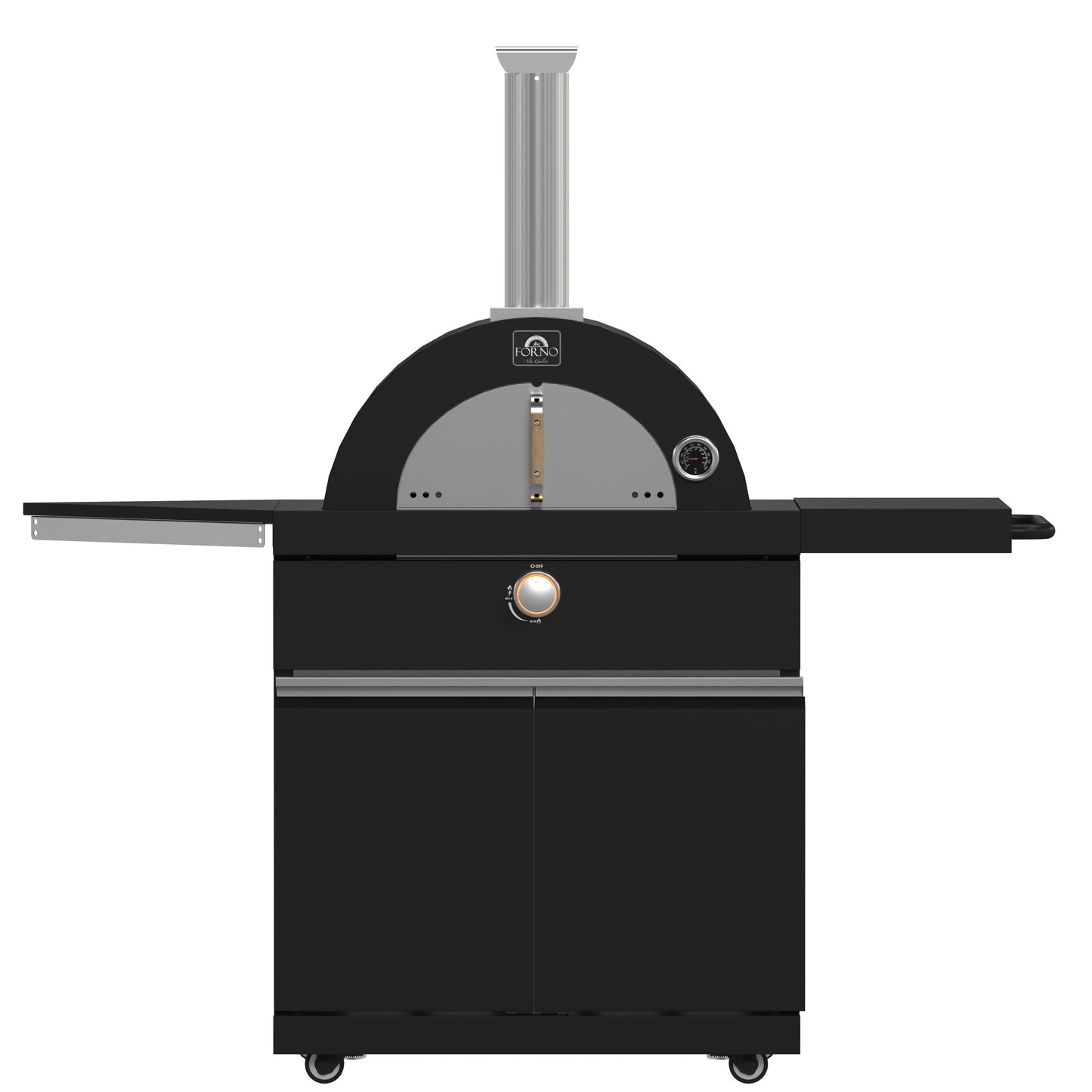 Forno FODKT2551BLK Forno All Aperto 87,600 Btu Outdoor Kitchen, 4 Burners, Infrared Burners, Side Burner, Black Sintered Stone Countertops, Gas Pizza Oven, Sink Module, Bar & Beverage Center