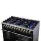 Forno FFSGS612548BLK Forno Massimo 48 Inch Freestanding Dual Fuel Range In Black With Antique Brass Accessories, 8 Burners, 6.58 Cu. Ft. Convection Oven