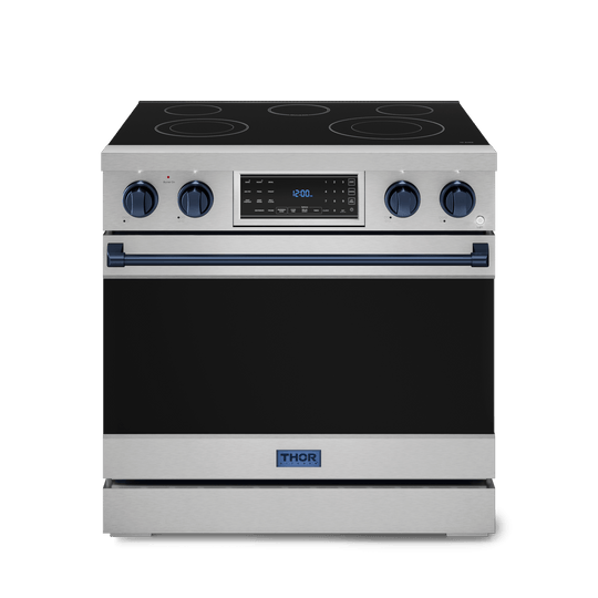 Thor Kitchen RSE36BLU 36 Inch Professional Electric Range With Tilt Panel Touch Control In Stainless Steel/Navy Blue Gordon Ramsay Series - Rse36-Blu
