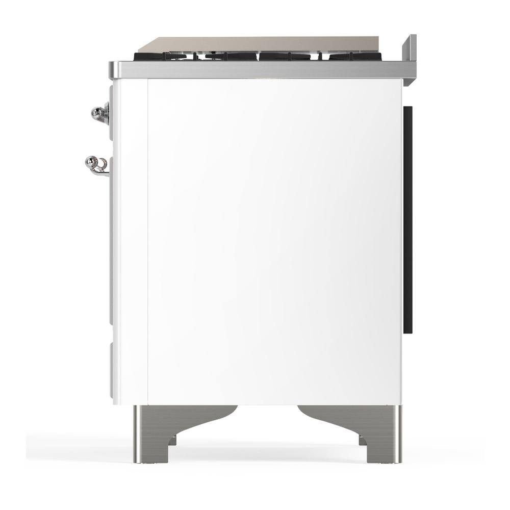 Ilve UM36FQNR3WHCLP Ilve Um36Fqnr3Whclp Majestic Iii 36 Inch Dual Fuel Range With 6 Black Brass Burners And Griddle, Dual Function Burner Up To 25,000 Btu (Solid Door, White, Chrome, Liquid Propane)