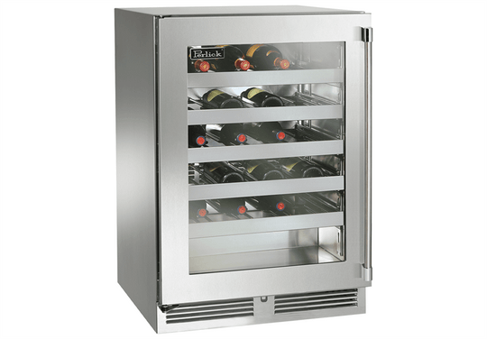Perlick HP24WS43LL 24" Signature Series Indoor Wine Reserve With Stainless Steel Glass Door, Hinge Left, With Lock