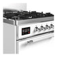 Ilve UM30QNR3WHC Ilve Um30Qnr3Whc Majestic Iii 30 Inch Dual Fuel Range With 5 Black Brass Burners, Dual Function Burner Up To 25,000 Btu (Natural Gas, Solid Door, White, Chrome)