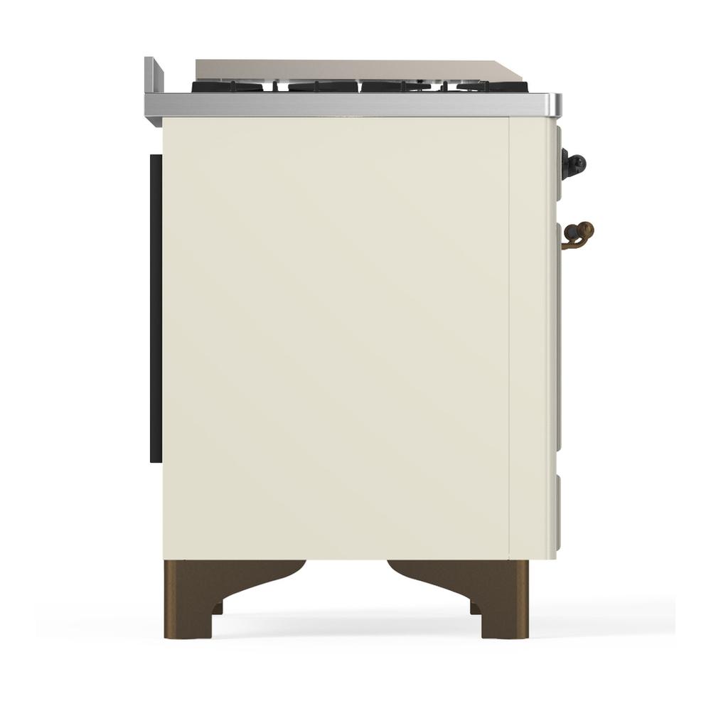 Ilve UM48FSNR3AWBLP Ilve Um48Fsnr3Awblp Majestic Iii 48 Inch Dual Fuel Range With 5 Black Brass Burners, Griddle And French Top, Dual Function Burner Up To 25,000 Btu (Liquid Propane, Triple Glass Door, Antique White, Burnished)