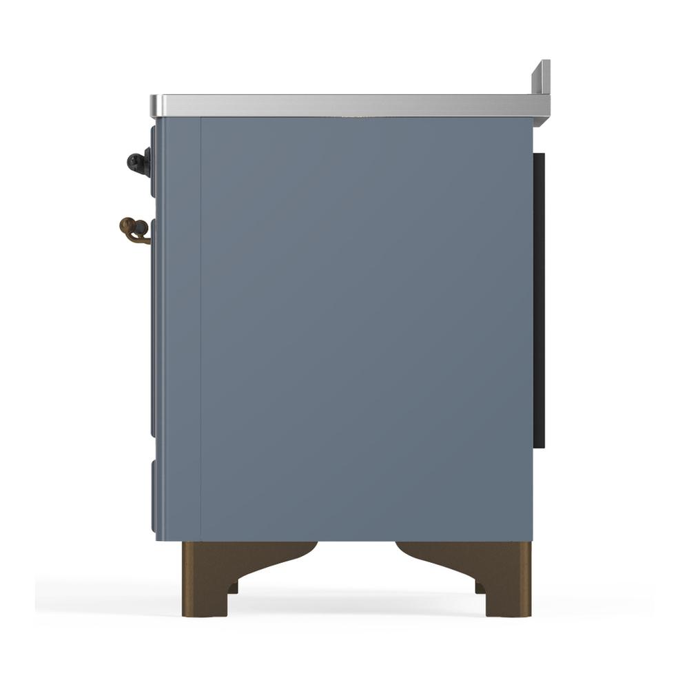 Ilve UMIB48QNR3BGB Ilve Umib48Qnr3Bgb Majestic Iii 48 Inch Induction Range With 6 Elements, 5.02 Cu. Ft. Total Oven Capacity (Solid Door, Blue Grey, Burnished)