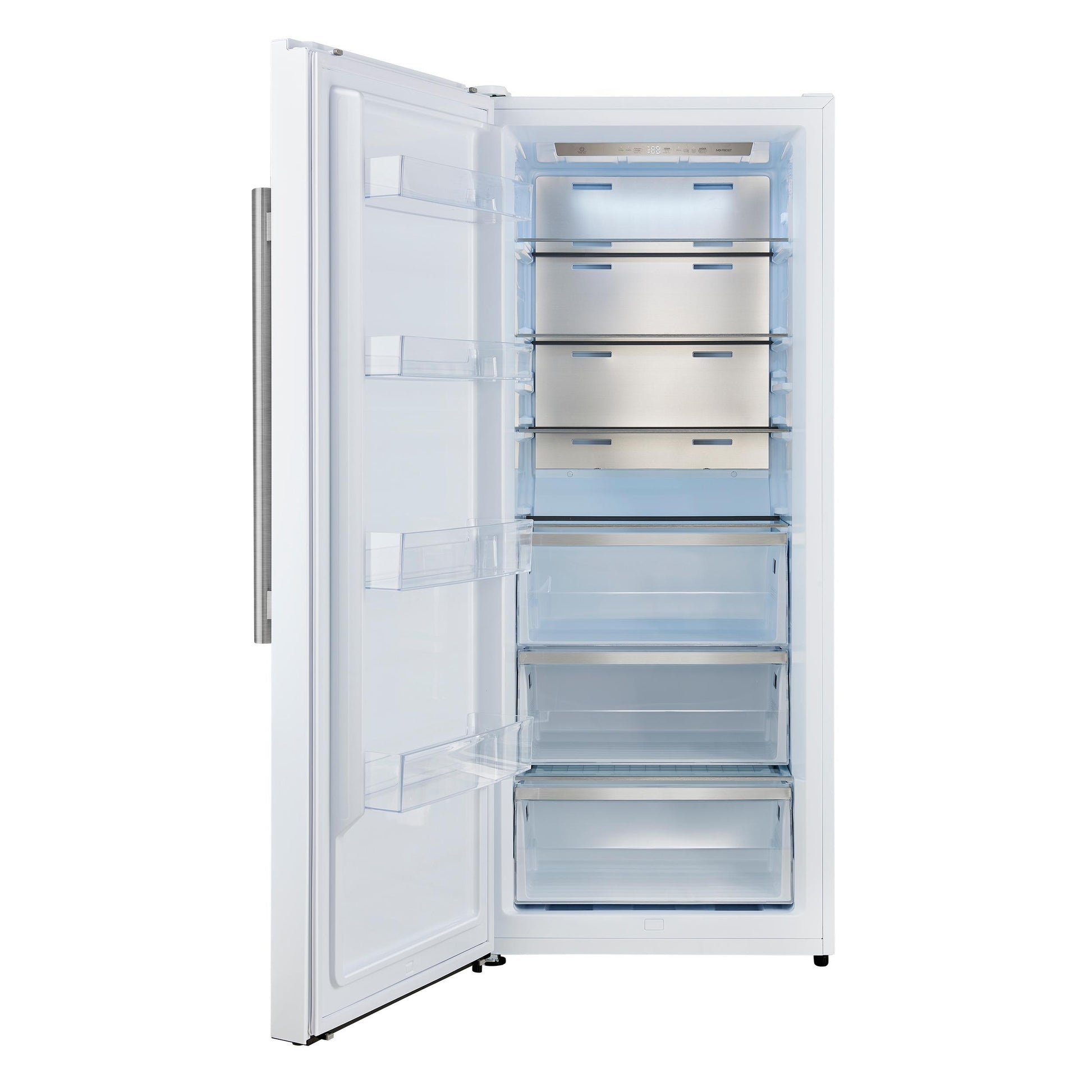 Forno FFFFD172228WHTLS Forno Maderno 28-Inch Convertible Upright Freezer/Refrigerator In White With Antique Brass Handle, 13.6 Cu.Ft., Left Swing