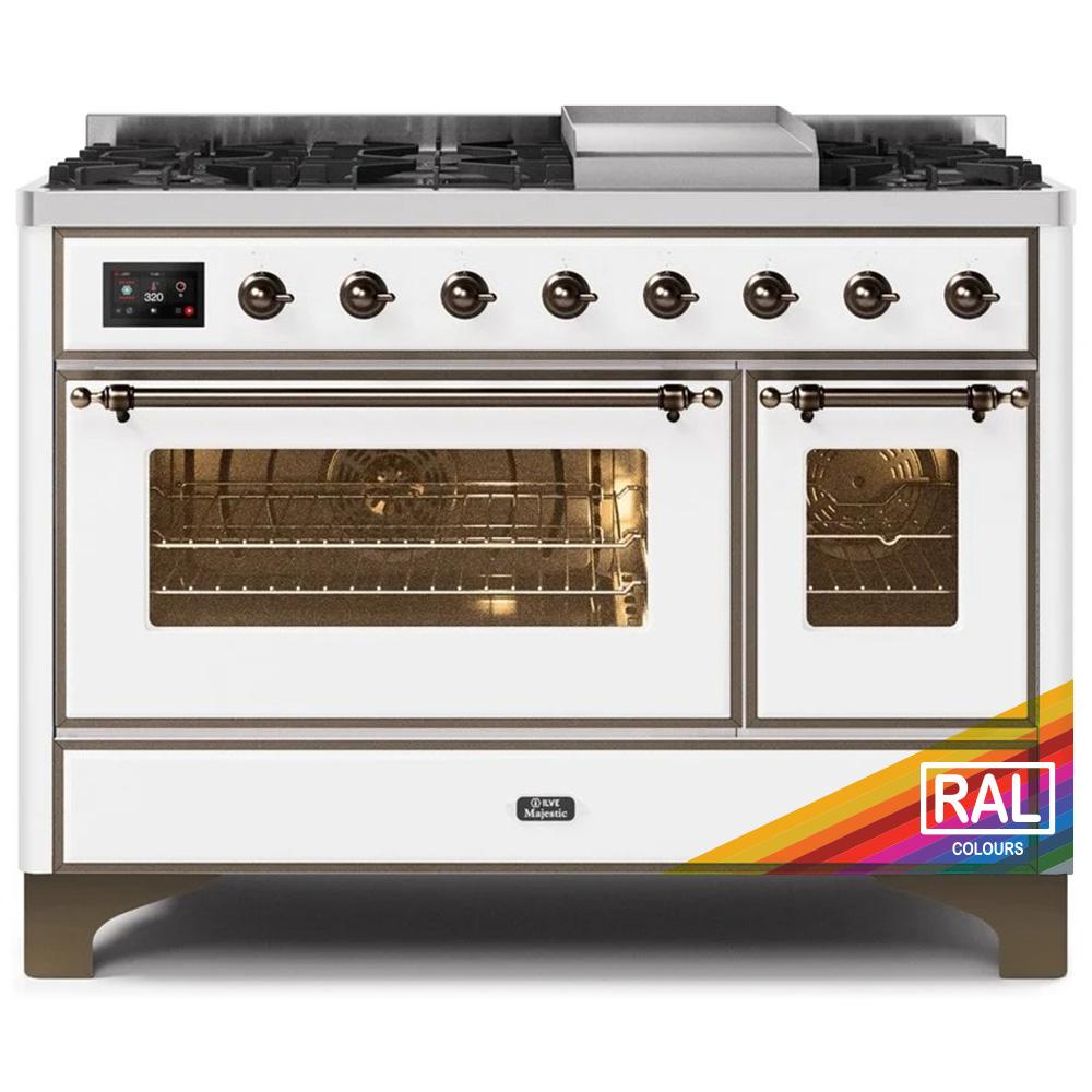Ilve UM12FDNS3RAB Ilve Majestic Ii 48 Um12Fdns3Rab Freestanding Dual Fuel Range With 8 Sealed Burners Yes Double Oven With Triple Glass Door In Ral Color With Bronze Knobs
