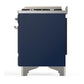 Ilve UMD40FNR3MBCLP Ilve Umd40Fnr3Mbclp Majestic Iii 40 Inch Dual Fuel Range With 6 Burners And Griddle, Dual Function Burner Up To 25,000 Btu (Liquid Propane, Triple Glass Door, Midnight Blue, Chrome)