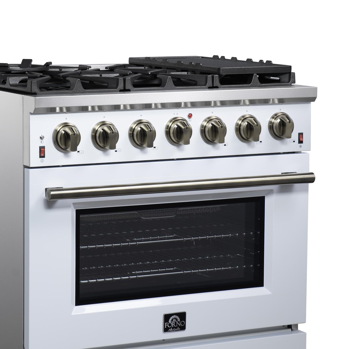 Forno FFSGS623936WHT Forno Massimo 36-Inch White Freestanding Gas Range, 6 Sealed Burners, Convection Oven, Energy Efficient