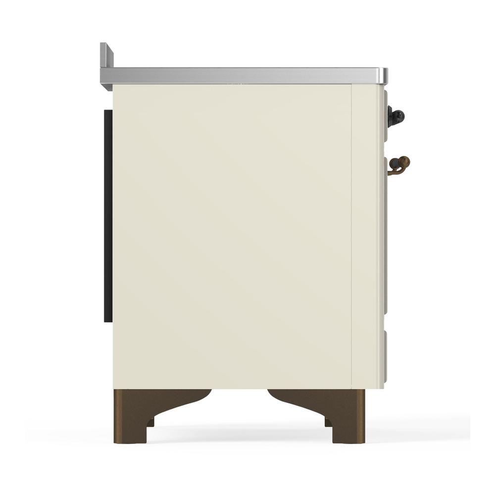 Ilve UMIB48NR3AWB Ilve Umib48Nr3Awb Majestic Iii 48 Inch Induction Range With 6 Elements, 5.02 Cu. Ft. Total Oven Capacity (Triple Glass Door, Antique White, Burnished)