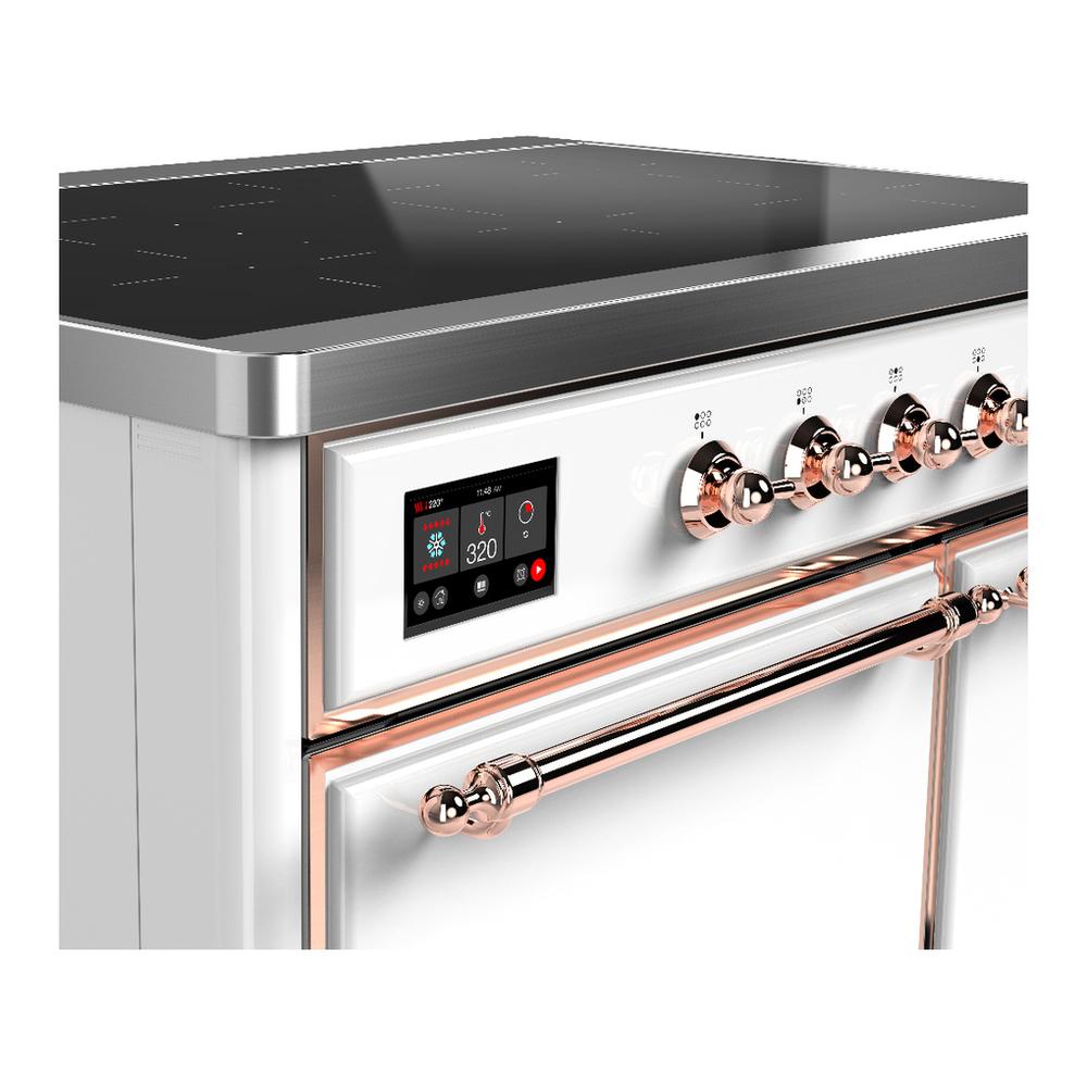 Ilve UMDIB40QNR3WHP Ilve Umdib40Qnr3Whp Majestic Iii 40 Inch Induction Range With 6 Elements, 3.82 Cu. Ft. Total Oven Capacity (Solid Door, White, Copper)