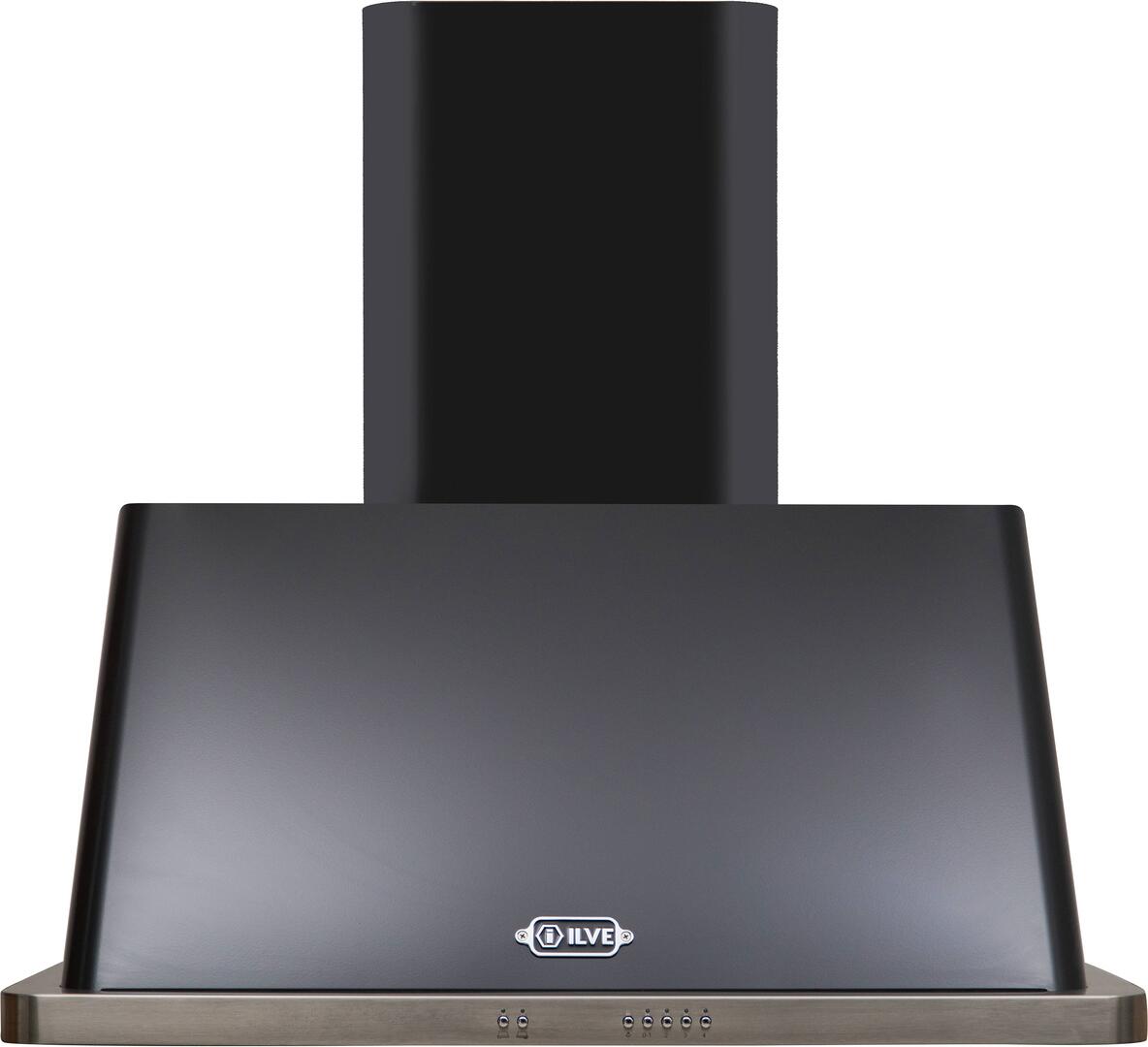 Ilve UAM90BK Majestic 36 Inch Glossy Black Wall Mount Range Hood