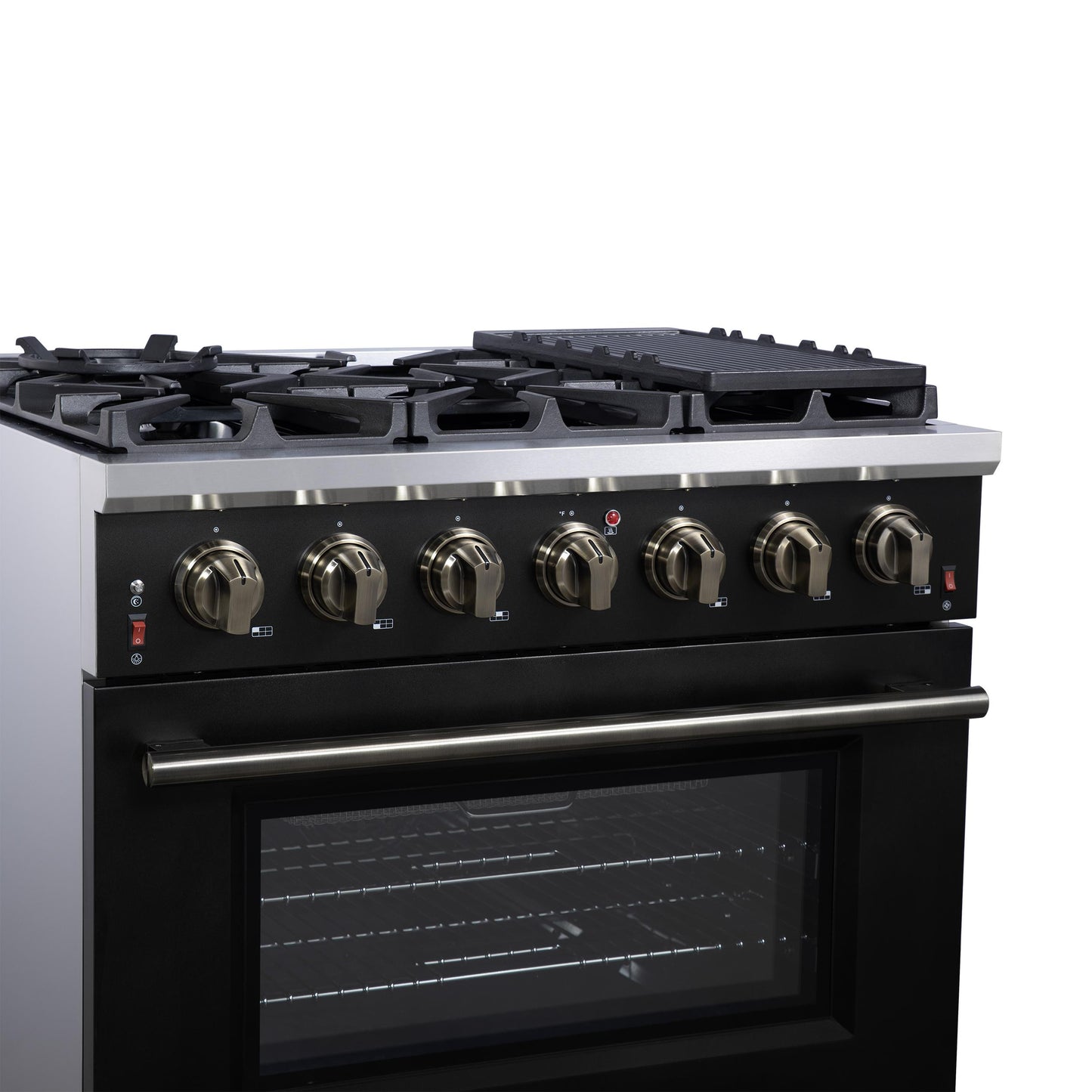 Forno FFSGS623936BLK Forno Massimo 36-Inch Black Freestanding Gas Range, 6 Sealed Burners, Convection Oven, Energy Efficient