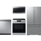 Samsung F1772136664036 Bespoke Kitchen Package With Ai 3-Door French Door Fridge, Slide-In Electric Range, Smart Dishwasher & Over-The-Range Microwave In Stainless Steel