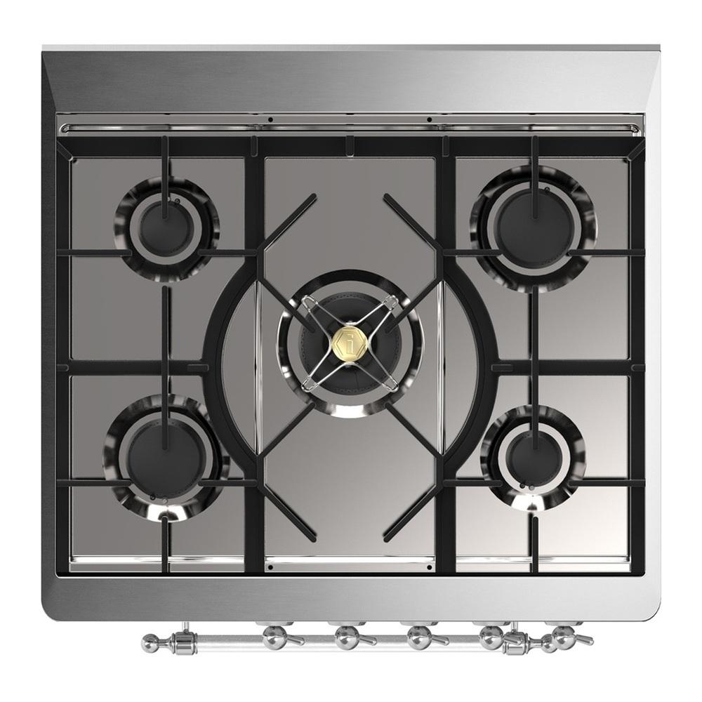 Ilve UM30NR3AWCLP Ilve Um30Nr3Awclp Majestic Iii 30 Inch Dual Fuel Range With 5 Black Brass Burners, Dual Function Burner Up To 25,000 Btu (Liquid Propane, Triple Glass Door, Antique White, Chrome)