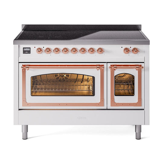 Ilve UNI486NMPWHP Ilve Uni486Nmpwhp Nostalgie Ii Noblesse 48" Induction Range (Triple Glass Door, White, Copper)