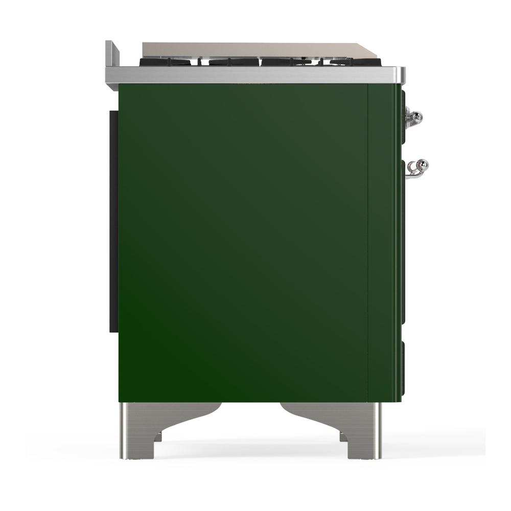 Ilve UM48FQNR3EGCLP Ilve Um48Fqnr3Egclp Majestic Iii 48 Inch Dual Fuel Range With 8 Burners And Griddle, Dual Function Burner Up To 25,000 Btu (Liquid Propane, Solid Door, Emerald Green, Chrome)