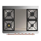 Ilve UM36FQNR3WHPLP Ilve Um36Fqnr3Whplp Majestic Iii 36 Inch Dual Fuel Range With 6 Black Brass Burners And Griddle, Dual Function Burner Up To 25,000 Btu (Solid Door, White, Copper, Liquid Propane)
