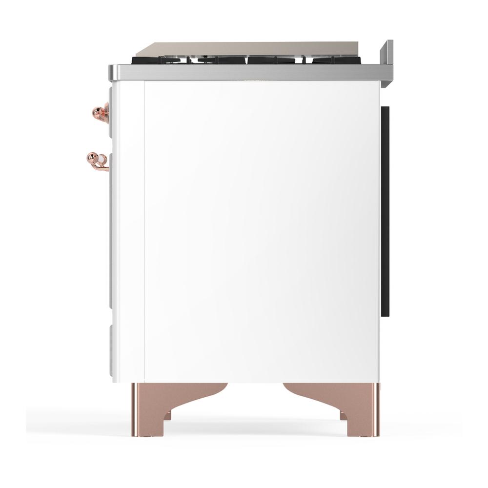 Ilve UM60FSNR3WHPLP Ilve Um60Fsnr3Whplp Majestic Iii 60 Inch Dual Fuel Range With 7 Burners, Griddle And French Top, Dual Function Burner With Up To 25,000 Btu (Liquid Propane, Triple Glass Door, White, Copper)
