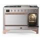 Ilve UM48FQNR3SSPLP Ilve Um48Fqnr3Ssplp Majestic Iii 48 Inch Dual Fuel Range With 8 Burners And Griddle, Dual Function Burner Up To 25,000 Btu (Liquid Propane, Solid Door, Stainless Steel, Copper)