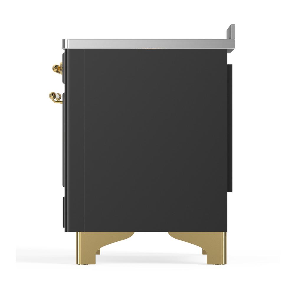 Ilve UMIB48QNR3MGG Ilve Umib48Qnr3Mgg Majestic Iii 48 Inch Induction Range With 6 Elements, 5.02 Cu. Ft. Total Oven Capacity (Solid Door, Graphite Matte, Brass)