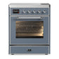 Ilve UMIB30NR3BGC Ilve Umib30Nr3Bgc Majestic Iii 30 Inch Induction Range With 4 Elements, 4 Cu. Ft. Oven Capacity (Triple Glass Door, Blue Grey, Chrome)