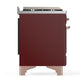 Ilve UM48FNR3BUPLP Ilve Um48Fnr3Buplp Majestic Iii 48 Inch Dual Fuel Range With 8 Burners And Griddle, Dual Function Burner Up To 25,000 Btu (Liquid Propane, Triple Glass Door, Burgundy, Copper)