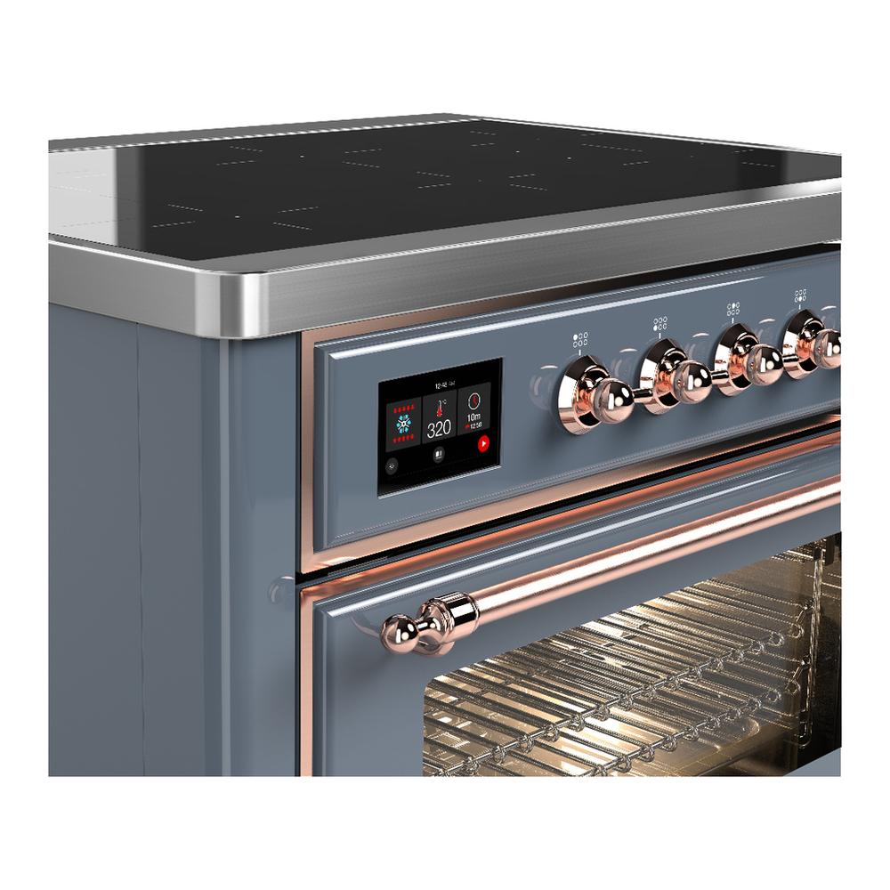 Ilve UMIB36NR3BGP Ilve Umib36Nr3Bgp Majestic Iii 36 Inch Induction Range With 6 Elements, 3.5 Cu. Ft. Total Oven Capacity (Triple Glass Door, Blue Grey, Copper)